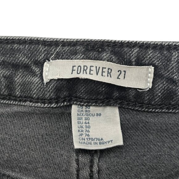 Forever 21 Women’s Black Distressed Skinny Jeans Size 30 High Rise Ripped Denim - Picture 2 of 16